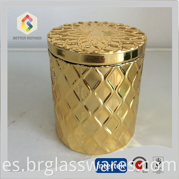 Gold Airtight Glass Candle Jar With Lid